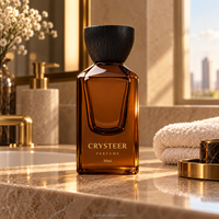 Flacons de parfum carrés en verre givré de luxe avec logo personnalisé, 5 ml/100 ml, avec pulvérisateur à pompe sérigraphié et diffuseur à bâtonnets