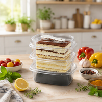 Boîtes à dessert rectangulaires en PET transparent en gros avec cuillère, contenants alimentaires jetables en plastique pour gâteaux, pains et puddings