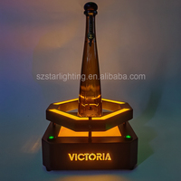 Support de présentation de bouteille de champagne lumineux LED doré avec logo personnalisé pour bar, fête, salon, VIP, glorificateur