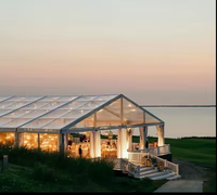 Tente de réception de mariage en aluminium transparent 12x25m pour 240 personnes, toit en PVC transparent, tente de luxe pour événements extérieurs et banquets de mariage