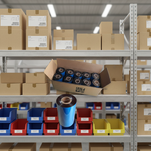 Thermal Ribbon Wax 110mm x 300m Black Ink Outside 1 Inch Core For Label <b>Printer</b> Compatible Use - Product Image 1