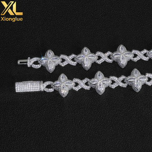 Iced Out Diamond Four Leaf Clover <b>Infinity</b> Miami Cuban Link Chain Necklace Hip Hop Custom Jewelry Gift for Men Women - Product Image 3