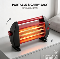 Radiateur électrique à quartz QH-90F 1200W à 3 tubes, avec interrupteur anti-basculement à 360 degrés et design anti-brûlure