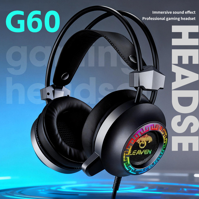 Usb Headset Noise Cancelling Wired Headset with RGB Lighting, Perfect for Gaming Live Streaming Office