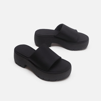 Vente en gros de pantoufles à fond épais XINZI RAIN Sandales à plateforme pour femmes à bout ouvert en cuir artificiel noir
