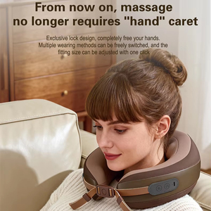 Dual Movement High Quality U-<b>Shaped</b> Neck Shoulder Massager Portable Electric Rechargeable Shiatsu Massage <b>Pillow</b> Timing Control - Product Image 4