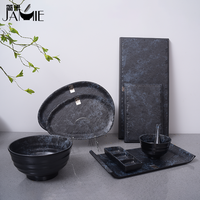 Nouveau restaurant japonais mélamine incassable noir ensemble de vaisselle en mélamine