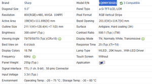LQ090Y3DG01 Módulo de Pantalla de Cristal Líquido TFT de 9 Pulgadas, Nuevo, Original, de Alta Calidad, Compatible con M090SWP1 R0 - Product Image 2