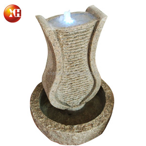 Decoración de Jardín, Fuente de Agua en Jarra con Cascada de Piedra de Granito Natural, Luz LED Interior, Circulación de Agua con Base, Altura Total 70 cm - Product Image 5
