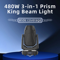 Luz de haz multiprismática 3 en 1, luces de escenario con patrón de cabeza móvil PHLI 480W DMX Zoom Strobe para DJ, conciertos y discotecas