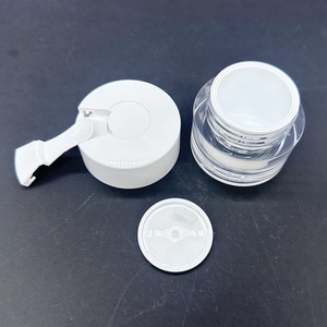 Double Wall Travel <b>Plastic</b> 15g 30g 50g White Acrylic Cosmetic Nail Gel Cream <b>Jar</b> with Spoon Spatula - Product Image 5