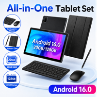 Tablet PC Android 16 de 10.1 Pulgadas, 20GB+128GB, Octa Core, 6000mAh, 5G WiFi, Netflix, Tablets para Negocios y Educación con Funda con Teclado