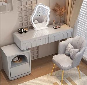 Modern <strong>Dressing</strong> <strong>Table</strong> Smart <strong>LED</strong> Lighted Makeup Vanity <strong>Mirror</strong> with Ins Grey Pine Storage Chest-MDF Panel Bedroom Wall Mount - Product Image 5