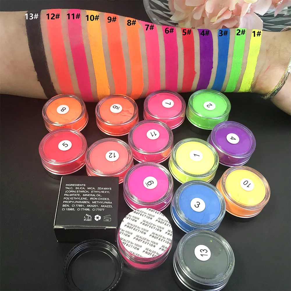 Neon Polvere di Trucco 13-Vernice di Colore di Alta Pigmento Colorato Cosmetici per il Viso/Occhi/Sicurezza Del Corpo