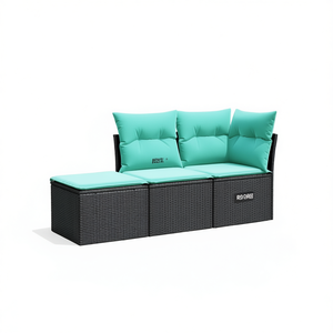 Conjunto de Sofá para Jardín Roca, de Mimbre Sintético, con Solución de Almacenamiento para Exteriores, con Cojines de Poliéster, Tipo Rectangular - Product Image 1