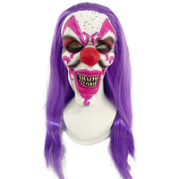 Horreur Clown Full Face Latex Masque avec Perruque Effrayant Souriant Halloween Costume Accessoires Latex Party Festival Props