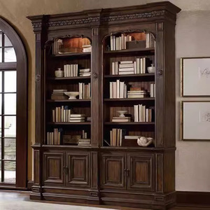 American Country Solid Wood Carved Villa Large <strong>French</strong> Retro Study Bookcase Living Room Dining Home Furniture Storage <strong>Shelf</strong> Model - Product Image 4