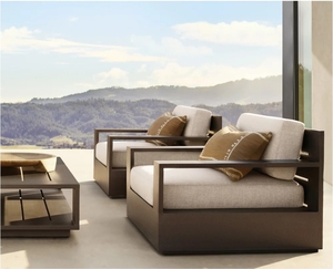 Muebles de patio de diseño moderno, sillón de aluminio de lujo de <span class=keywords><strong>Marbella</strong></span>, sofá de aluminio con recubrimiento en polvo para exteriores - Product Image 6