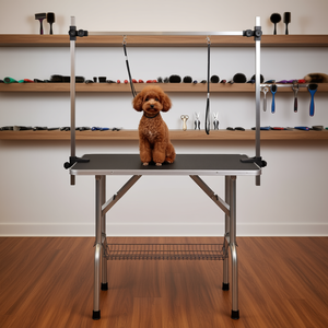 Pet <b>Grooming</b> <b>Table</b> Heavy-Duty Adjustable Stainless Steel With Arm Noose And Mesh Tray For <b>Dogs</b> Large Size - Product Image 2