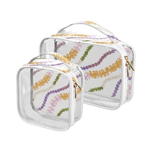 2-pack Custom Design Puakenikeni Flower Women Small Transparent Clear PVC Cosmetic Bags With Zipper - Product Image 1