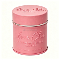 Kaleng Matcha Pink Kustom 30-50g dengan Logo Embos, Tutup Kedap Udara untuk Kemasan Wadah Penyimpanan Perjalanan Bubuk Kopi Hojicha Peptida