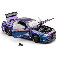 Modèle de voiture EPT Diecast à l'échelle 1:24 en alliage Nissan GTR R34 JDM, portes ouvrantes, qualité collection, véhicule en métal à rétrofriction, cadeau pour les amateurs