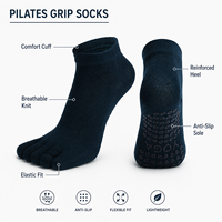 Chaussettes personnalisées brodées mignonnes en coton bambou et élasthanne, antidérapantes avec points en silicone, respirantes et à séchage rapide, idéales pour le yoga et le pilates, collection automne
