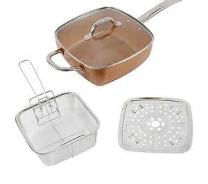 Pentole per Zuppe e Brodi in Metallo Antiaderente Ecologico di Alta Qualità per Uso Domestico, Forma Quadrata per Piani a Induzione e Fornelli a <span class=keywords><strong>Gas</strong></span> - Product Image 1