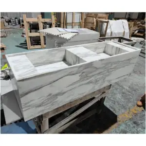 SHIHUI Customized Luxury Bathroom Furniture Marble Calacatta Oro Bathroom Cabinets Single Sink Basin Marble Bathroom Vanity