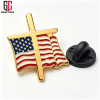 Broche de revers personnalisée d'usine, drapeau américain, croix émaillée, plaqué or, alliage de zinc, patriotique, religieuse, pour la Fête de l'Indépendance