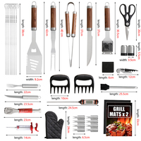 Ensemble de couverts de barbecue en acier inoxydable de 38 pièces, portable, pour le camping en plein air, accessoires de barbecue avec étui en aluminium