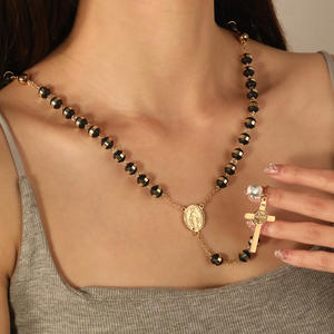 Collier Croix Chapelet Personnalisable Chaîne de Perles Religieuses en Acier Inoxydable Cadeau Chrétien Catholique <span class=keywords><strong>pour</strong></span> Hommes et Femmes - Product Image 3