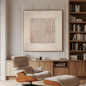 Arte Mural Minimalista Enmarcado, Texturizado en 3D, <span class=keywords><strong>Pintura</strong></span> al Óleo Hecha a Mano, Decoración de Sala de Estar, Estilo Wabi Sabi - Product Image 4