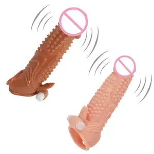 Vibrador pênis masculino mangas pênis reutilizáveis com vibração brinquedos sexuais para homens mangas pau %