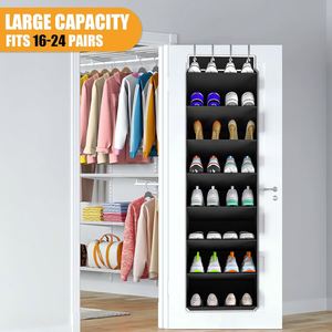 Modern Foldable Over-the-Door <b>Shoe</b> Organizer 20-Pair Hanging <b>Shoe</b> Rack Deep Pocket PVC Material Black/Grey Space Saving - Product Image 2
