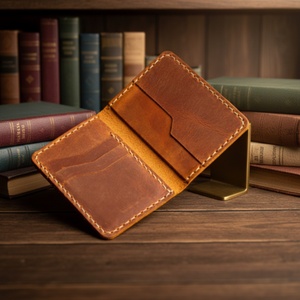Boshiho Handmade Cowhide Leather Id <b>Card</b> <b>Holder</b> <b>Wallet</b> Crazy Horse Credit <b>Cards</b> <b>Wallets</b> for Id <b>Cards</b> Minimalist Design - Product Image 3