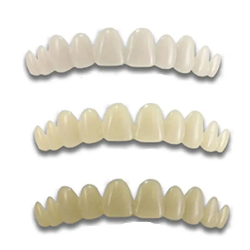 Dentadura de dentes falsos temporária, 3 sombras/conjunto, dentadura perfeita para sorriso, suportes de pasta de dentado flexível