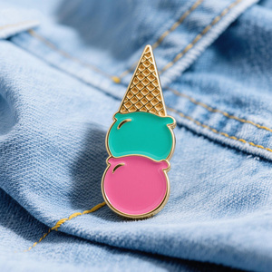 Broche personnalisée en métal émaillé souple ou dur, motif mignon Kawaii (alimentaire, crème glacée, dessert) pour vêtements, chapeaux, sacs, cadeau promotionnel - Product Image 1