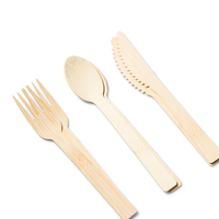 Ensemble de couverts jetables en bambou de luxe de 170mm couverts de voyage écologiques et biodégradables pour le camping comprend une fourchette à couteau pour la nourriture