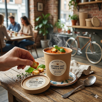 Gobelet à soupe en kraft résistant à la graisse, directement de l'usine, en canne à sucre naturelle, pour la crème glacée, isolé thermiquement, anti-fuite, entièrement compostable