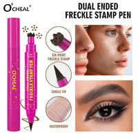 O'cheal Stylo tampon double tête 3-en-1 pour taches de rousseur, effet naturel, résistant à la décoloration, waterproof, avec tampon eyeliner