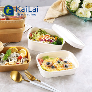 Phân hủy sinh học sinh thái thân thiện dùng một lần hình chữ nhật vuông kraft giấy Bát salad lấy đi thực phẩm Container hình chữ nhật giấy bát - Product Image 5
