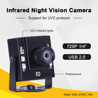 Mini Cámara Industrial USB HD de 3306 720P 1054 3mm 80 Grados sin Distorsión, Sensor CMOS de 1/4\", Alcance de 6m, Visión Nocturna Infrarroja