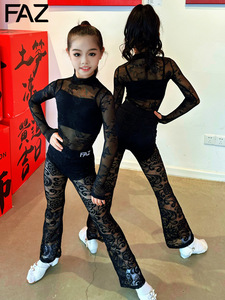 Completo da ballo latino nero per bambine: Top e pantaloni, ideale per allenamento, jazz, gonna e costume da performance - Product Image 4