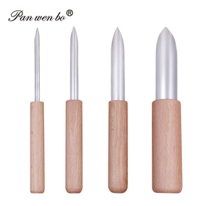 4 pièces coupe-trou semi-rond manche en bois polymère argile poinçon pour coupe-céramique <span class=keywords><strong>poterie</strong></span> sculpture Art fournitures - Product Image 1