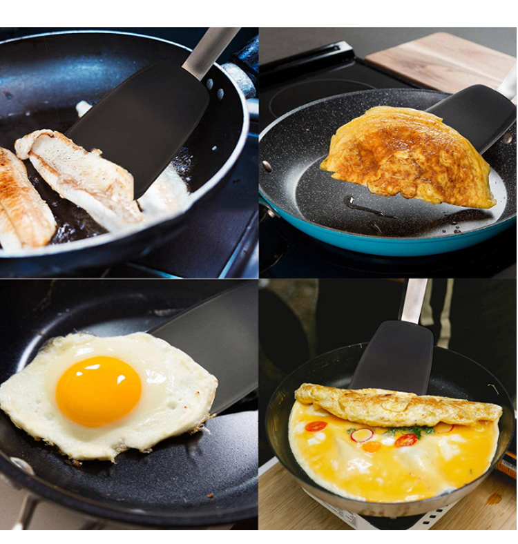 Silicone Turner Spatula Resistant Flexible Rubber Kitchen Cooking Utensil Egg Turner Pancake Flippers Pile Turner