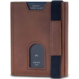 Dompet cerdas RFID, dengan saku uang dan jendela ID Dompet kulit dompet koin