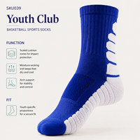 Chaussettes de sport de basketball pour jeunes, pour la vente au détail, avec développement d'emballage de vente au détail