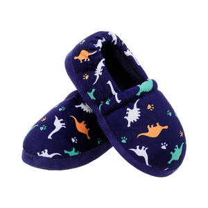 Pantoufles de maison pour garçon avec mousse à mémoire de forme confortable à enfiler avec bande élastique doux et chaud pantoufles de maison de dinosaure pour garçons - Product Image 1