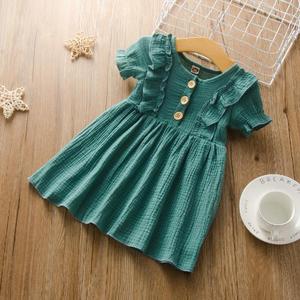 Vestido Casual de Verano 2022 para Niñas Pequeñas, Falda con Botones, Ropa Infantil de Manga Corta, Ropa para Bebés - Product Image 5